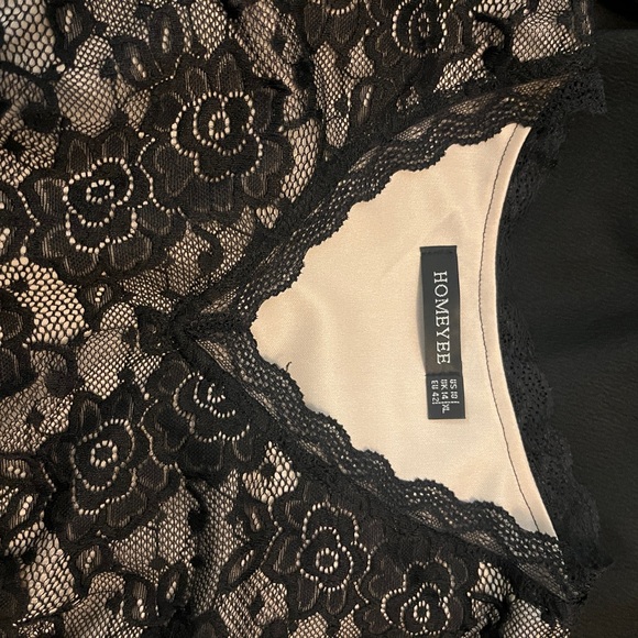 Cocktail length black and cream colored dress, size 10/XL - Picture 3 of 3